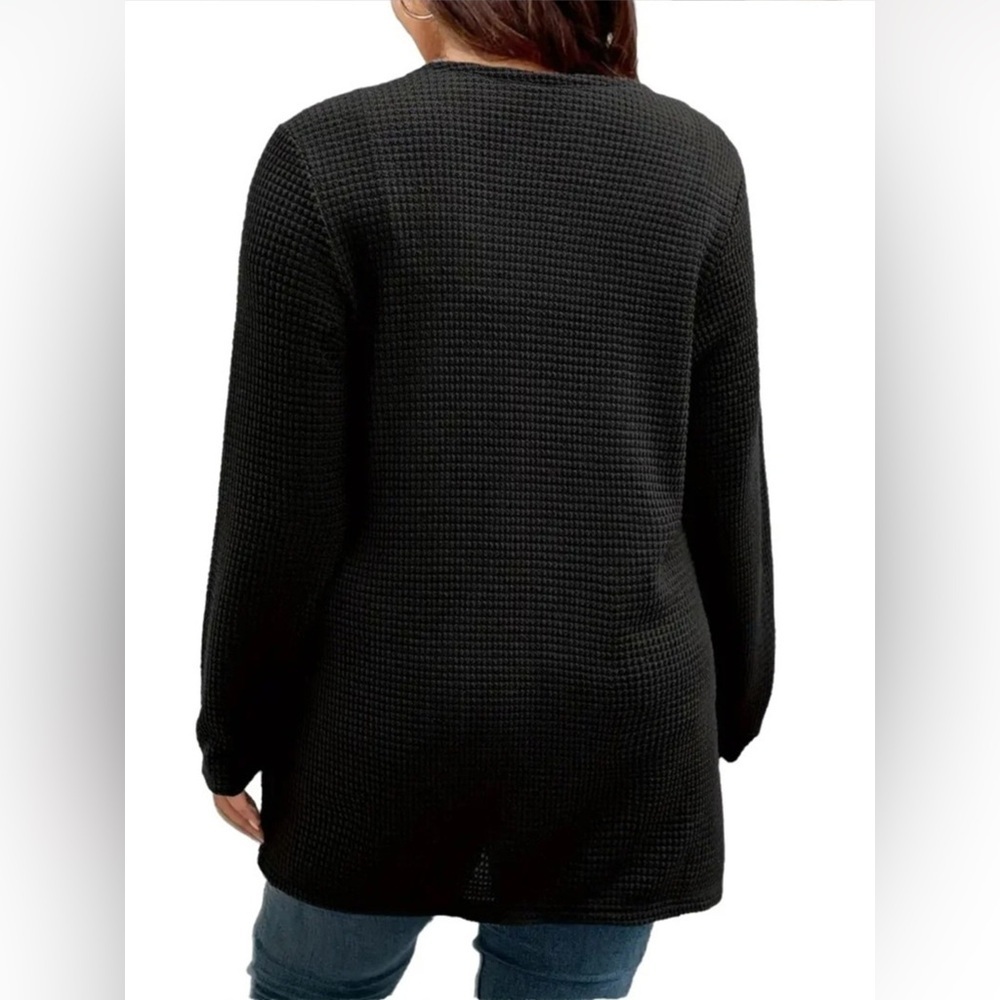 Plus Size Open Front Long Sleeve Knit Cardigan - Picture 3 of 10